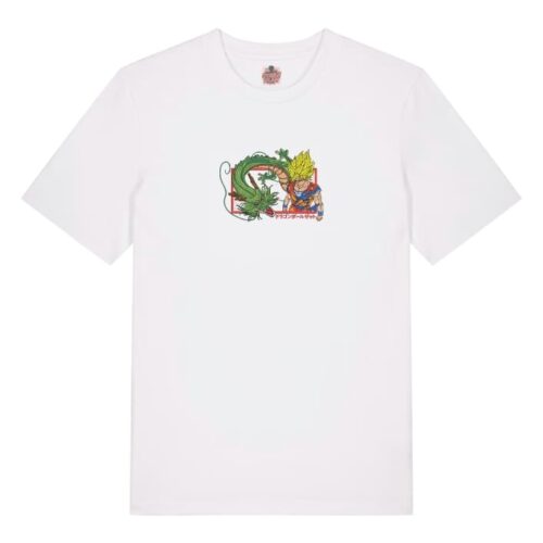 Camiseta Blanca Delantera Poder Eterno - Goku & Shenron Poder Eterno - Goku & Shenron