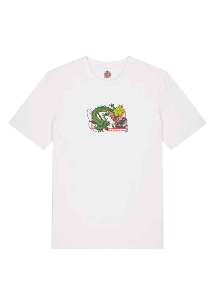 Camiseta Blanca Delantera Poder Eterno - Goku & Shenron Poder Eterno - Goku & Shenron