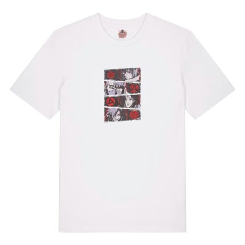 Camiseta Blanca Delantera Sharingan Legacy - Sasuke Uchiha & Kakashi Hatake & Itachi Uchiha & Madara Uchiha Sharingan Legacy - Sasuke Uchiha & Kakashi Hatake & Itachi Uchiha & Madara Uchiha