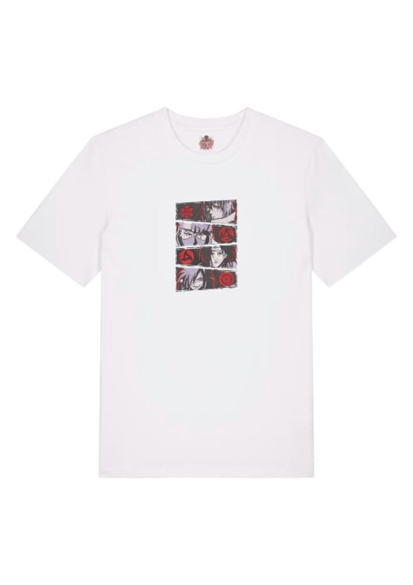 Camiseta Blanca Delantera Sharingan Legacy - Sasuke Uchiha & Kakashi Hatake & Itachi Uchiha & Madara Uchiha Sharingan Legacy - Sasuke Uchiha & Kakashi Hatake & Itachi Uchiha & Madara Uchiha