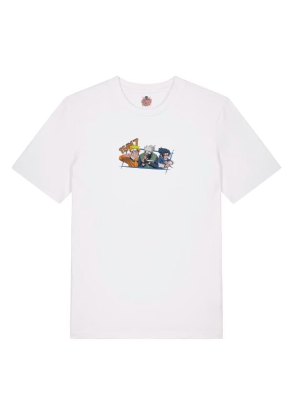 Camiseta Blanca Delantera Team 7 - Naruto Uzumaki & Kakashi Hatake & Sasuke Uchiha Team 7 - Naruto Uzumaki & Kakashi Hatake & Sasuke Uchiha
