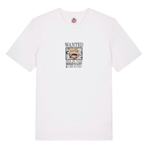 Camiseta Blanca Delantera Wanted Risa del Rey - Monkey D. Luffy Wanted Risa del Rey - Monkey D. Luffy