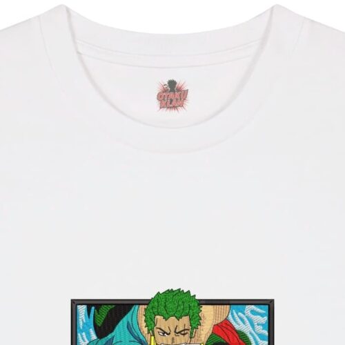 Camiseta Blanca Detalle Corte de Acero - Roronoa Zoro Corte de Acero - Roronoa Zoro