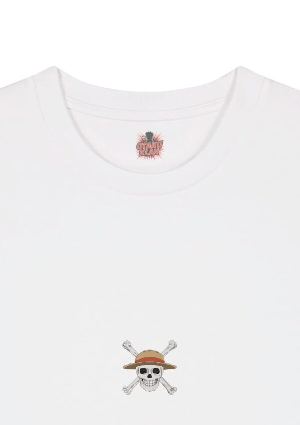 Camiseta Blanca Detalle Emblema de los Sombrero de Paja Emblema de los Sombrero de Paja