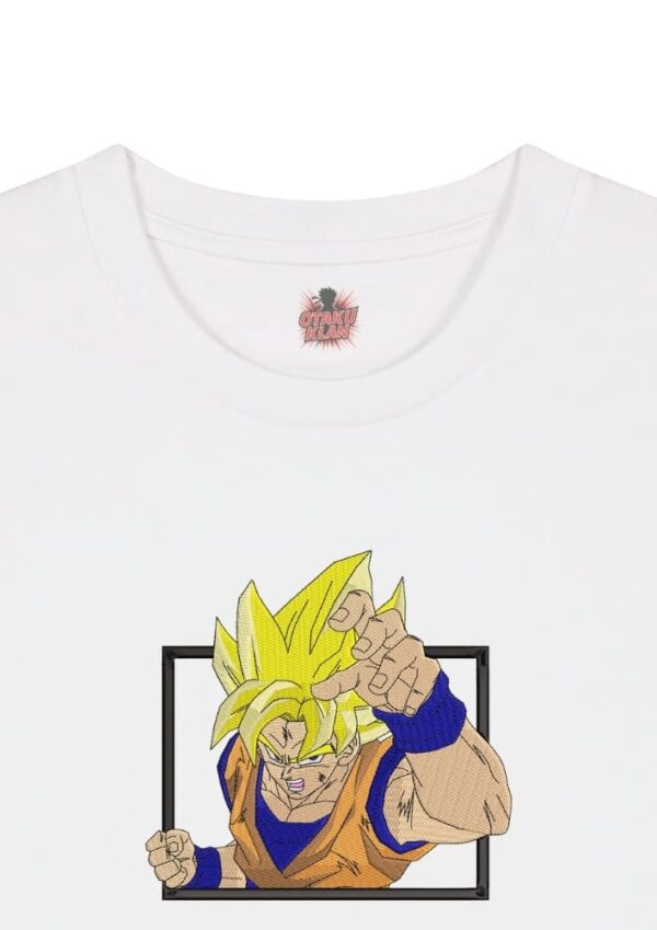 Camiseta Blanca Detalle Explosión Saiyan - Goku Explosión Saiyan - Goku