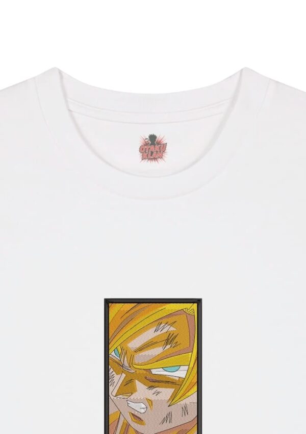 Camiseta Blanca Detalle Mirada Saiyan - Goku Mirada Saiyan - Goku