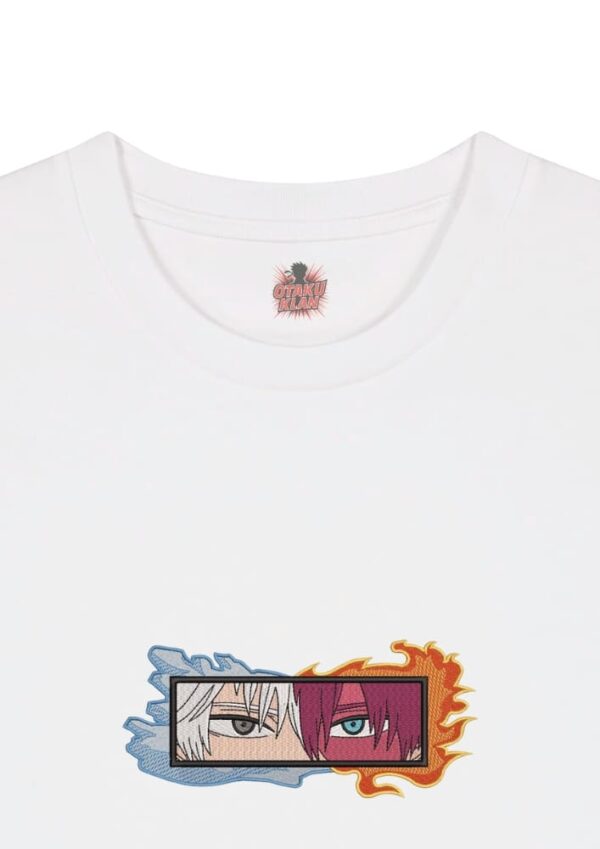 Camiseta Blanca Detalle Mirada de Hielo y Fuego - Shoto Todoroki Mirada de Hielo y Fuego - Shoto Todoroki