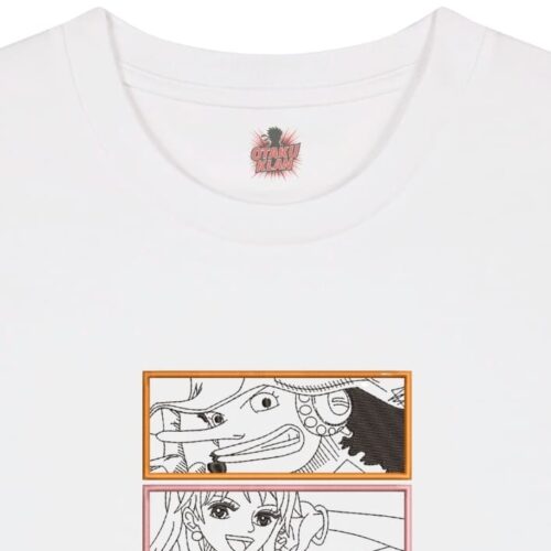 Camiseta Blanca Detalle Mugiwara - Monkey D. Luffy & Usopp & Nami & Chopper & Nico Robin Mugiwara - Monkey D. Luffy & Usopp & Nami & Chopper & Nico Robin