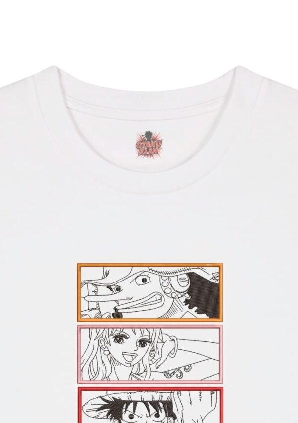 Camiseta Blanca Detalle Mugiwara - Monkey D. Luffy & Usopp & Nami & Chopper & Nico Robin Mugiwara - Monkey D. Luffy & Usopp & Nami & Chopper & Nico Robin