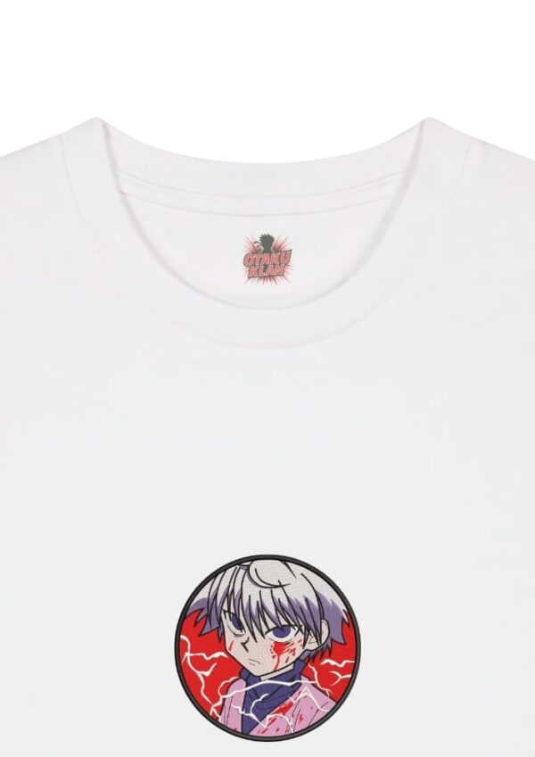 Camiseta Blanca Detalle Rayo Carmesí - Killua Zoldyck Rayo Carmesí - Killua Zoldyck