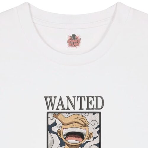 Camiseta Blanca Detalle Wanted Risa del Rey - Monkey D. Luffy Wanted Risa del Rey - Monkey D. Luffy