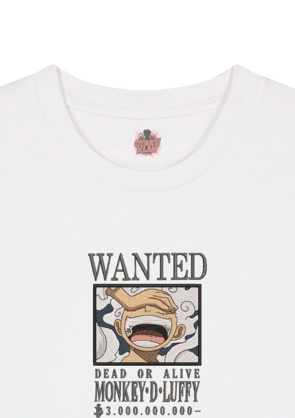 Camiseta Blanca Detalle Wanted Risa del Rey - Monkey D. Luffy Wanted Risa del Rey - Monkey D. Luffy