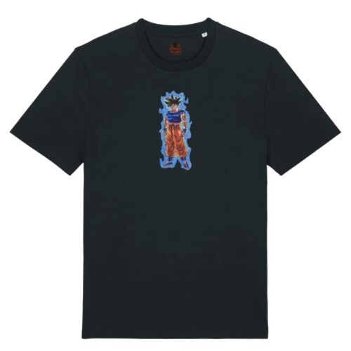 Camiseta Negra Delantera Aura Azul Plateada - Goku Aura Azul Plateada - Goku