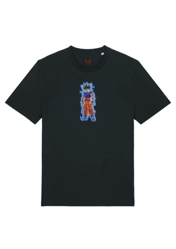 Camiseta Negra Delantera Aura Azul Plateada - Goku Aura Azul Plateada - Goku