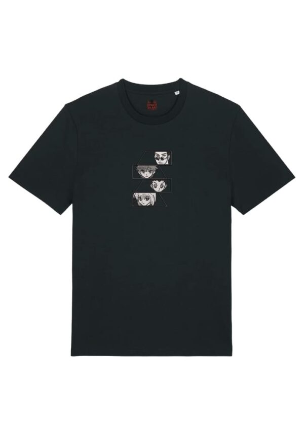 Camiseta Negra Delantera Escuadrón Cazador - Gon Freecss & Killua Zoldyck & Kurapika & Leorio Escuadrón Cazador - Gon Freecss & Killua Zoldyck & Kurapika & Leorio