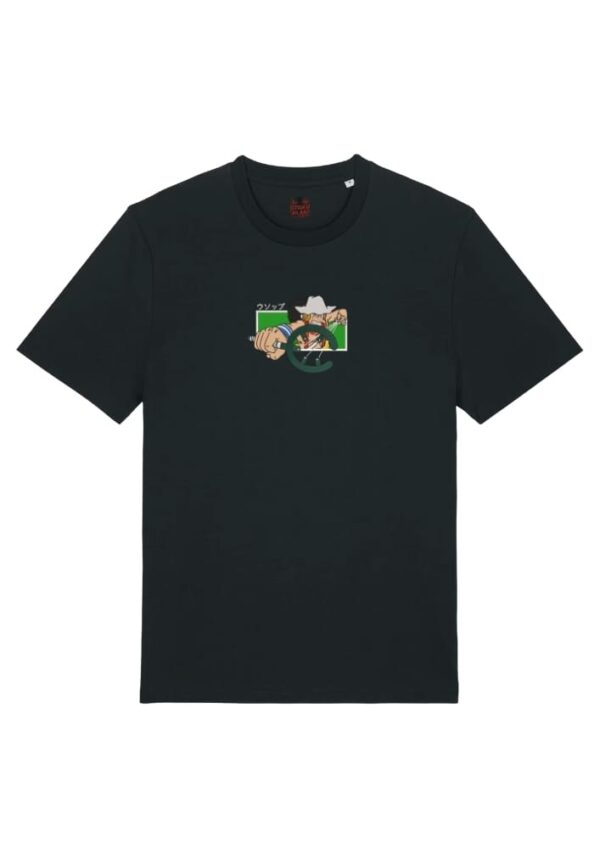 Camiseta Negra Delantera Tirador del Milagro - Ussop Tirador del Milagro - Usopp