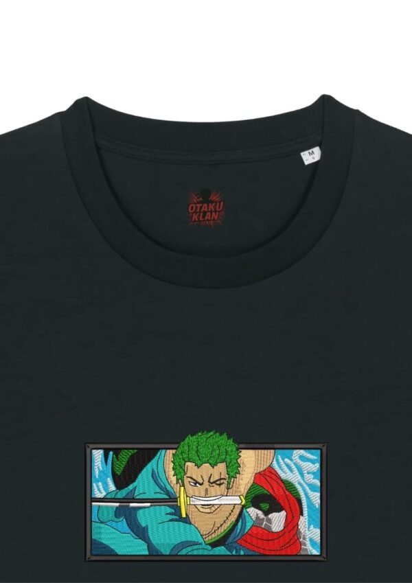 Camiseta Negra Detalle Corte de Acero - Roronoa Zoro Corte de Acero - Roronoa Zoro