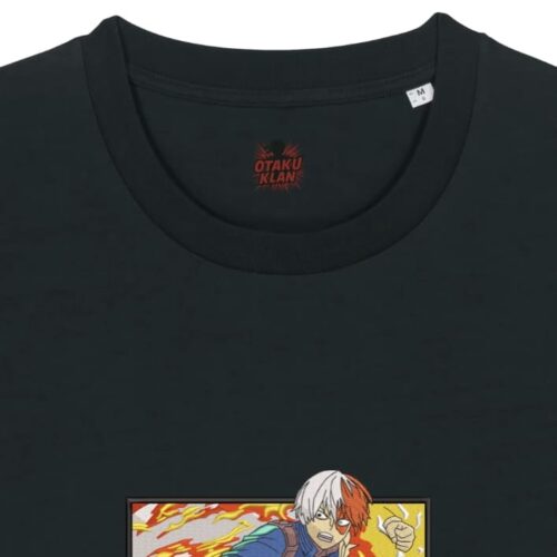 Camiseta Negra Detalle Fuego y Hielo - Shoto Todoroki Fuego y Hielo - Shoto Todoroki