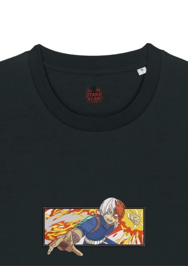 Camiseta Negra Detalle Fuego y Hielo - Shoto Todoroki Fuego y Hielo - Shoto Todoroki