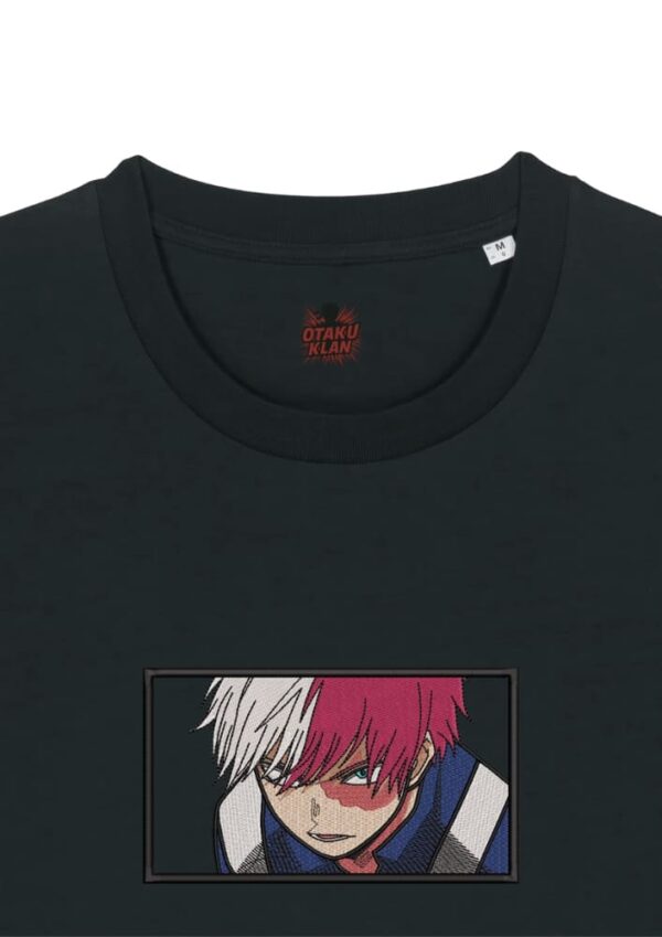 Camiseta Negra Detalle Furia Hielo y Fuego - Shoto Todoroki Furia Hielo y Fuego - Shoto Todoroki