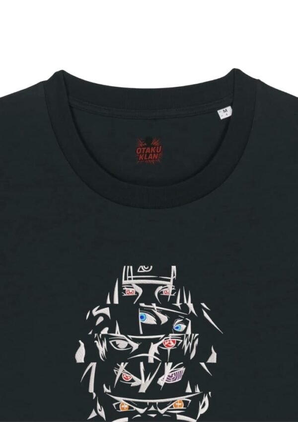 Camiseta Negra Detalle Ojos del Destino - Itachi & Sasuke & Kakashi & Madara & Nagato & Obito Ojos del Destino - Itachi & Sasuke & Kakashi & Madara & Nagato & Obito