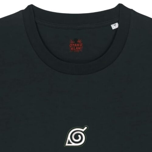 Camiseta Negra Detalle Símbolo de la Hoja Símbolo de la Hoja