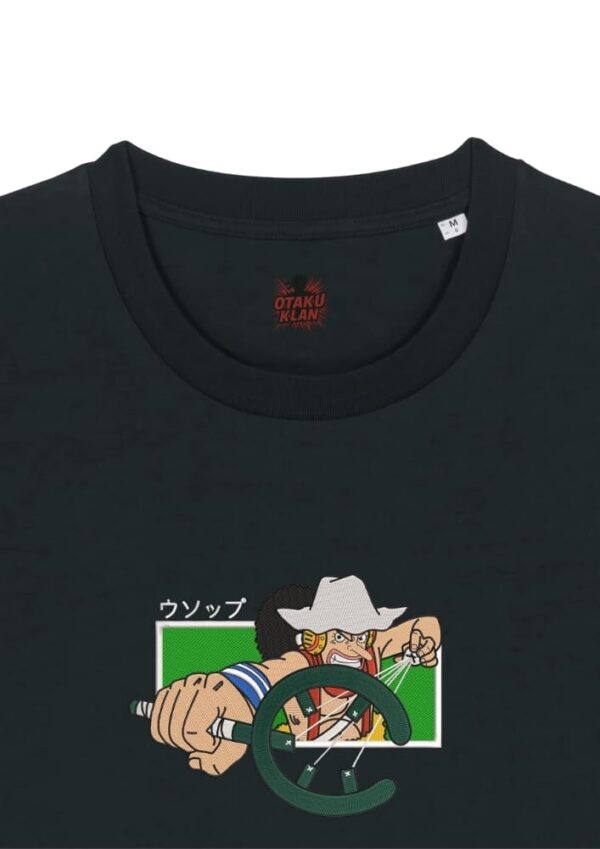 Camiseta Negra Detalle Tirador del Milagro - Ussop Tirador del Milagro - Usopp